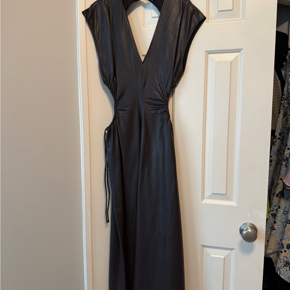 ASTR The Label Miranda Vegan Leather Midi Dress